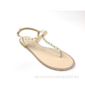 T-Strap-Perlenballett flache Sandalen